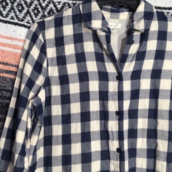 ANTHRO | SILENCE & NOISE PREPPY BLUE GINGHAM BUTTON UP LONG SLEEVE SHIRT DRESS S - Picture 3 of 10